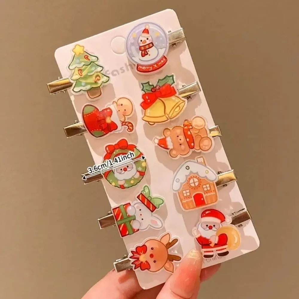 CHRISTMAS HAIR clips holiday season Santa Klaus snowman Stockings